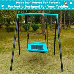 img 1 attached to Playtime Fun: Durable 70-Inch Swing Set With 2 Saucer & Toddler Swings, All-Weather Steel Frame