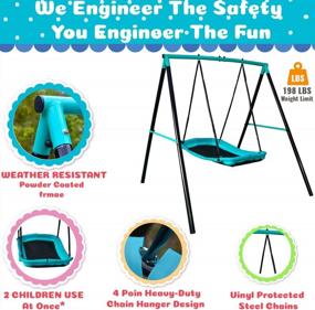 img 2 attached to Playtime Fun: Durable 70-Inch Swing Set With 2 Saucer & Toddler Swings, All-Weather Steel Frame