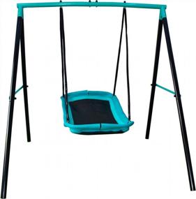 img 4 attached to Playtime Fun: Durable 70-Inch Swing Set With 2 Saucer & Toddler Swings, All-Weather Steel Frame