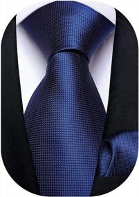 img 4 attached to DiBanGu Men'S Woven Silk Necktie And Pocket Square Set - Solid Color Tie With Handkerchief For Formal Events