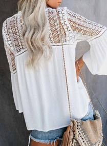 img 3 attached to Chic And Casual: Elapsy Women'S V-Neck Lace Crochet Blouse With Bell Sleeves And Button-Down Design
