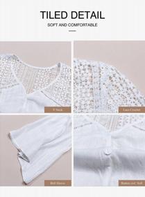 img 1 attached to Chic And Casual: Elapsy Women'S V-Neck Lace Crochet Blouse With Bell Sleeves And Button-Down Design