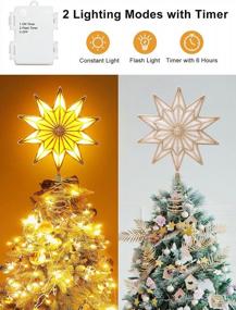 img 3 attached to Lighted Christmas Tree Topper Star With LED And Timer, 13.8'' Waterproof Gold Double-Sided Ornament For Indoor Outdoor Holiday Decorations - Fixed Or Flashing Lights, Ideal For Xmas Ornaments
