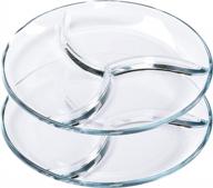 набор из 2 круглых сервировочных тарелок/подносов из закаленного стекла - 3 секции - диаметр 10 дюймов от foyo логотип