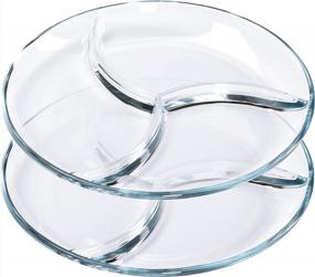 img 4 attached to Набор из 2 круглых сервировочных тарелок/подносов из закаленного стекла - 3 секции - диаметр 10 дюймов от FOYO