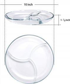 img 2 attached to Набор из 2 круглых сервировочных тарелок/подносов из закаленного стекла - 3 секции - диаметр 10 дюймов от FOYO