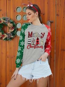 img 1 attached to Anbech Griswold Family Christmas Shirt Women Merry Xmas Raglan Sleeve Baseball Splicing Tops