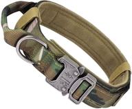 tactical dog collar: adjustable, premium nylon collar with handle & reinforced metal buckle for small, medium & large dogs - soft cotton pad, ideal for military training logo