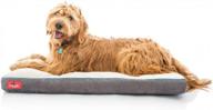 плюшевая ортопедическая кровать для собаки для комфортного отдыха - измельченная пена с эффектом памяти brindle со съемным моющимся чехлом цвета хаки, 40 x 26 дюймов логотип