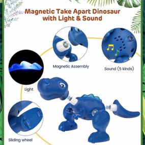 img 2 attached to Magnetic Dinosaur Toys For Kids 3-5, Take Apart Dinosaur Toys With Light, Roar Sound, Play Mat & Painting Kit, Kids Trex Dinosaur Toys Christmas Birthday Gifts For Boys Girls 2 3 4 5 Year Old