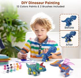 img 1 attached to Магнитные игрушки-динозавры для детей 3–5 лет, разбираем игрушки-динозавры со светом, звуком рева, игровым ковриком и набором для рисования, детские игрушки-динозавры Trex, рождественские подарки на день рождения для мальчиков и девочек 2, 3, 4, 5 лет