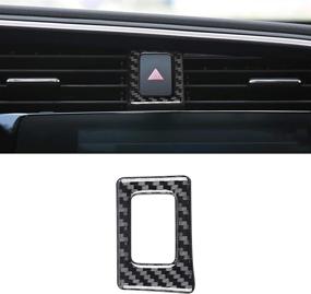img 4 attached to 🚗 MICOOS Car Carbon Fiber Sticker - Hazard Light Sticker Warning Frame Caps Trim Inner Decoration Accessories for Honda Civic 10th Gen 2016-2020 (Black)