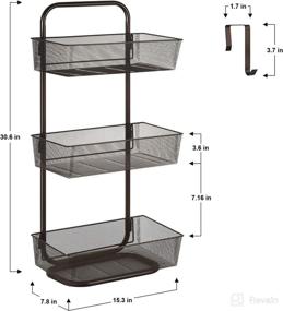 img 3 attached to 🚪 OYEAL Over The Door Basket Organizer: 3-Tier Hanging Storage Rack for Kitchen, Bathroom, and Pantry - Freestanding Holder with Hooks, Hangers, and Mesh Baskets