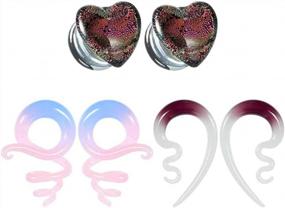 img 4 attached to 6 PCS Glass Ears Spiral Plugs & Tunnels Stretching Kit - TBOSEN Ear Gauges Tapers