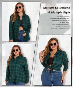 img 1 attached to Plus Size Plaid Flannel Shirt For Women: Casual Loose-Fit Long Sleeve Button-Down Blouse In Sizes L-5X By LALAGEN