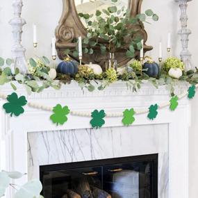 img 4 attached to Lucky St. Patrick'S Day Decorations: Felt Shamrocks, Wood Bead Garland, And Green Banner For Fireplace Mantel And Walls By DAZONGE