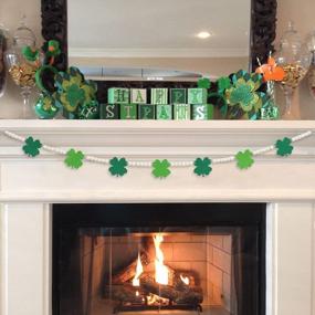 img 3 attached to Lucky St. Patrick'S Day Decorations: Felt Shamrocks, Wood Bead Garland, And Green Banner For Fireplace Mantel And Walls By DAZONGE