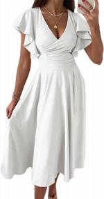 img 4 attached to Asvivid Women'S Wedding Guest Dresses 2023: Summer V-Neck Midi Rehearsal Dinner Long Dress
