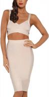 hlbandage strap solid backless crop top and midi skirt two piece set bandage dress logo