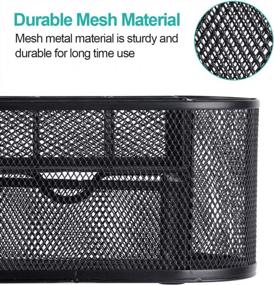 img 2 attached to MaxGear Metal Mesh Desk Organizer With Drawer – Black Office Desktop Caddy With 9 Compartments, 8.75 X 4.5 X 4 Inches – Ideal Stationery Organizer For Home, Office Or School