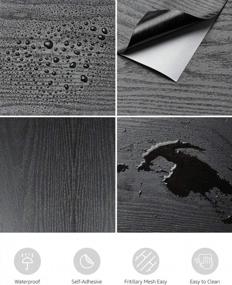 img 3 attached to Transform Your Furniture With Abyssaly'S 24 X 196 Inch Black Wood Self-Adhesive Paper - Real Wood Feel, Easy To Clean