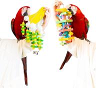 bird chewing toys combo set with banana & sungrow wood – ideal for parrots, cockatiels, and conures – includes treats and cuttlebone! logo