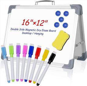 img 4 attached to Portable Magnetic Whiteboard With Stand For Home And Office - Double-Sided 16" X 12" Dry Erase Board For Students And Kids, Foldable Desktop Whiteboard, Ideal For Classroom And Home Office Use