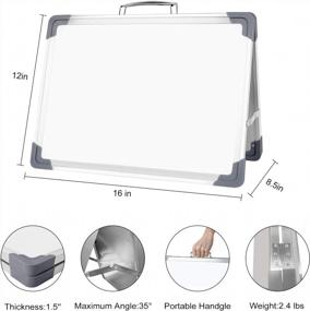 img 3 attached to Portable Magnetic Whiteboard With Stand For Home And Office - Double-Sided 16" X 12" Dry Erase Board For Students And Kids, Foldable Desktop Whiteboard, Ideal For Classroom And Home Office Use