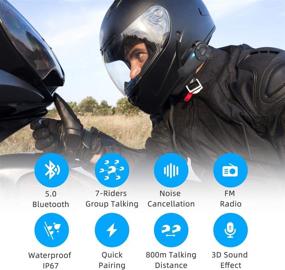 img 3 attached to 🏍️ Waterproof Motorcycle Bluetooth Intercom - EJEAS Q7 5.0 Bluetooth Helmet Headset with FM Radio and Noise Cancellation - Connects up to 7 Riders