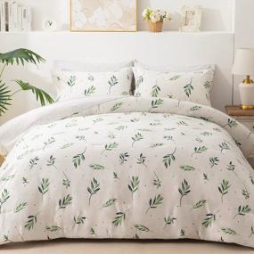 img 3 attached to Transform Your Bed With EMME Botanical Green Leaves Comforter Set Twin Size - 5 Piece Ultra Soft Bedding Set