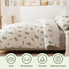 img 1 attached to Transform Your Bed With EMME Botanical Green Leaves Comforter Set Twin Size - 5 Piece Ultra Soft Bedding Set