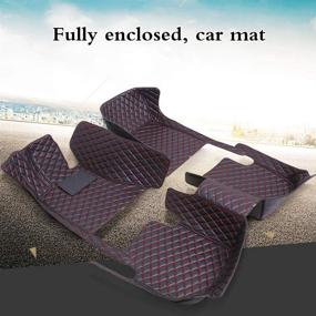 img 3 attached to SureKit Custom Car Floor Mats for Lexus ES ES330 ES330H ES350 2005-2017 | Luxury Leather Waterproof Anti-Skid Full Coverage Liner | Front & Rear Mat/Set (Black Beige)