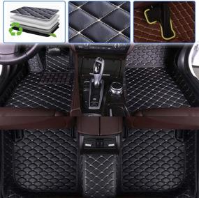 img 4 attached to SureKit Custom Car Floor Mats for Lexus ES ES330 ES330H ES350 2005-2017 | Luxury Leather Waterproof Anti-Skid Full Coverage Liner | Front & Rear Mat/Set (Black Beige)