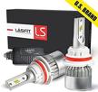 lasfit ls 9007/hb5 led headlight bulbs: bright flip chip technology, 90w 10000lm, 6000k white light, dual hi/lo beam, 2 year warranty logo