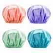 amazerbath shower cap, pack of 4 double waterproof layer bathing shower hats for women - x-large size, hair protection, reusable eva shower caps logo
