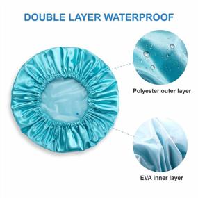 img 3 attached to AmazerBath Shower Cap, Pack Of 4 Double Waterproof Layer Bathing Shower Hats For Women - X-Large Size, Hair Protection, Reusable EVA Shower Caps