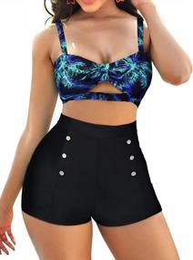 img 4 attached to Винтажное бикини с высокой талией и бразильскими шортами для мальчиков для женщин - B2Prity Ladies Swimsuit And Swimwear