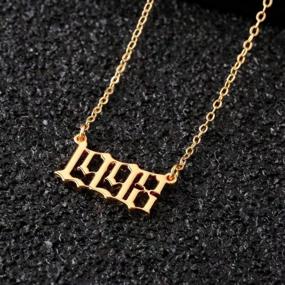 img 3 attached to Personalized Birth Year Pendant Necklace In Old English Font For Women - 18K Gold Plated Jewelry Gift For Birthday Or Anniversary (1970-2021)
