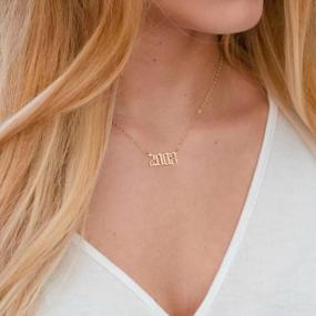 img 2 attached to Personalized Birth Year Pendant Necklace In Old English Font For Women - 18K Gold Plated Jewelry Gift For Birthday Or Anniversary (1970-2021)