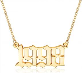 img 4 attached to Personalized Birth Year Pendant Necklace In Old English Font For Women - 18K Gold Plated Jewelry Gift For Birthday Or Anniversary (1970-2021)