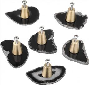 img 1 attached to SUNYIK Set Of 4 Natural Agate Slices Drawer Knobs With Screws, Handmade Cabinet Knobs Drawer Pull Handles For Wardrobe Cupboard Door Decorative, Black
