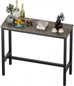 img 4 attached to Teraves Bar Table With Solid Metal Frame,Counter Height Table Kitchen Bar Table For Dining Room,Living Room (47.24", Black Oak)