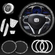 🚗 jingsen bling crystal steering wheel cover for honda civic accord crv hrv - sparkling car accessories with rhinestone decals - 15 inch universal fit for women логотип