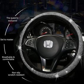 img 2 attached to 🚗 JINGSEN Bling Crystal Steering Wheel Cover for Honda Civic Accord CRV HRV - Sparkling Car Accessories with Rhinestone Decals - 15 Inch Universal Fit for Women