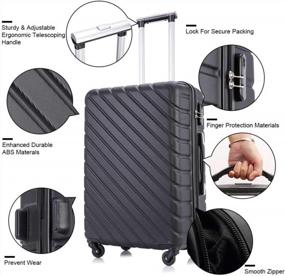 img 3 attached to Ohana 4 Piece Luggage Sets Suitcase Sets With Wheels/Protective Covers/Hangers Hardshell For Women Men Family Travel, Black