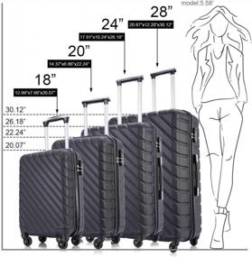 img 1 attached to Ohana 4 Piece Luggage Sets Suitcase Sets With Wheels/Protective Covers/Hangers Hardshell For Women Men Family Travel, Black