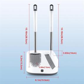 img 2 attached to 🚽 Rechishre 2 Pack Toilet Brush and Plunger Set - Stainless Steel, No-Slip Long Handle, Soft Silicone Bristles for Bathroom Toilets