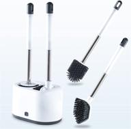 🚽 rechishre 2 pack toilet brush and plunger set - stainless steel, no-slip long handle, soft silicone bristles for bathroom toilets logo