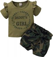 летний комплект для маленьких девочек: наряды mikrdoo для малышей с рубашкой с короткими рукавами и шортами с рюшами - одежда для маленьких девочек логотип