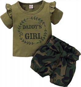 img 4 attached to Летний комплект для маленьких девочек: наряды Mikrdoo для малышей с рубашкой с короткими рукавами и шортами с рюшами - Одежда для маленьких девочек